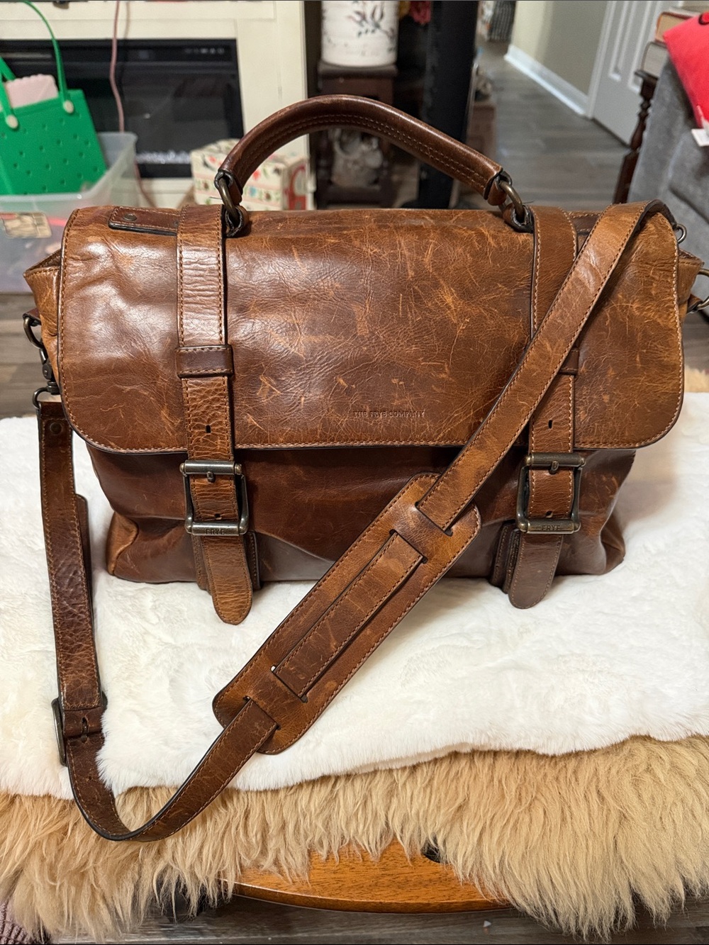 FRYE Logan Buckle Briefcase Messenger Bag